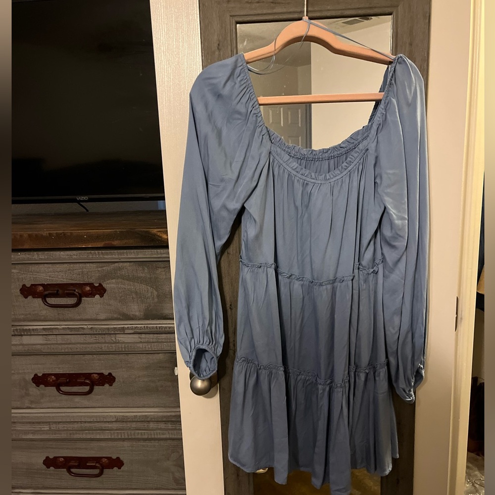 Blue off the shoulder dress